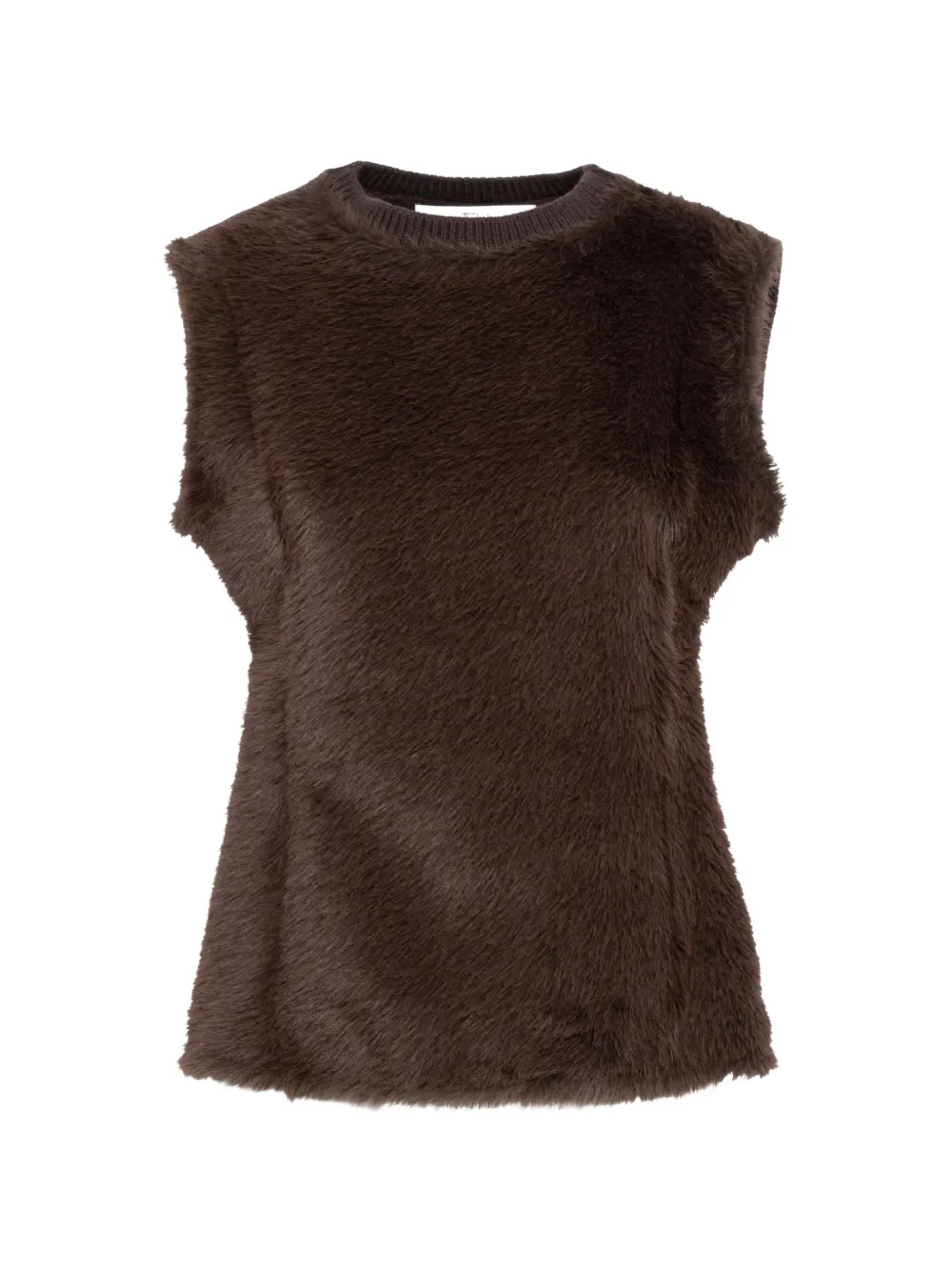 Tela faux-fur panelled knitted vest - Marron