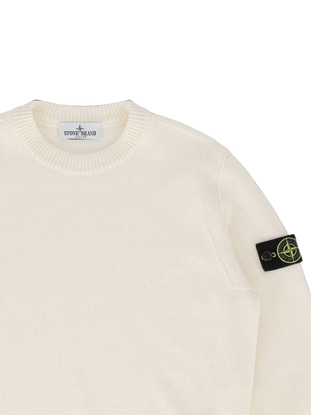 Stone Island Junior 5100002 gebreide trui met logo-patch Beige
