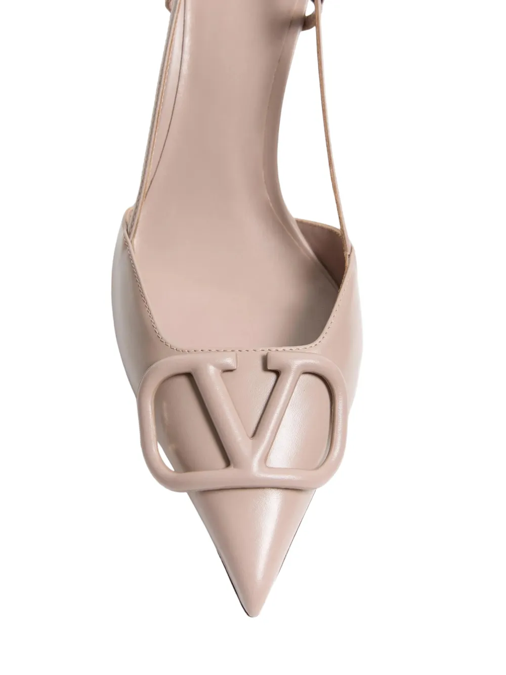Valentino Garavani VLogo Signature calfskin slingback pumps 80 mm 3.15 in. Beige