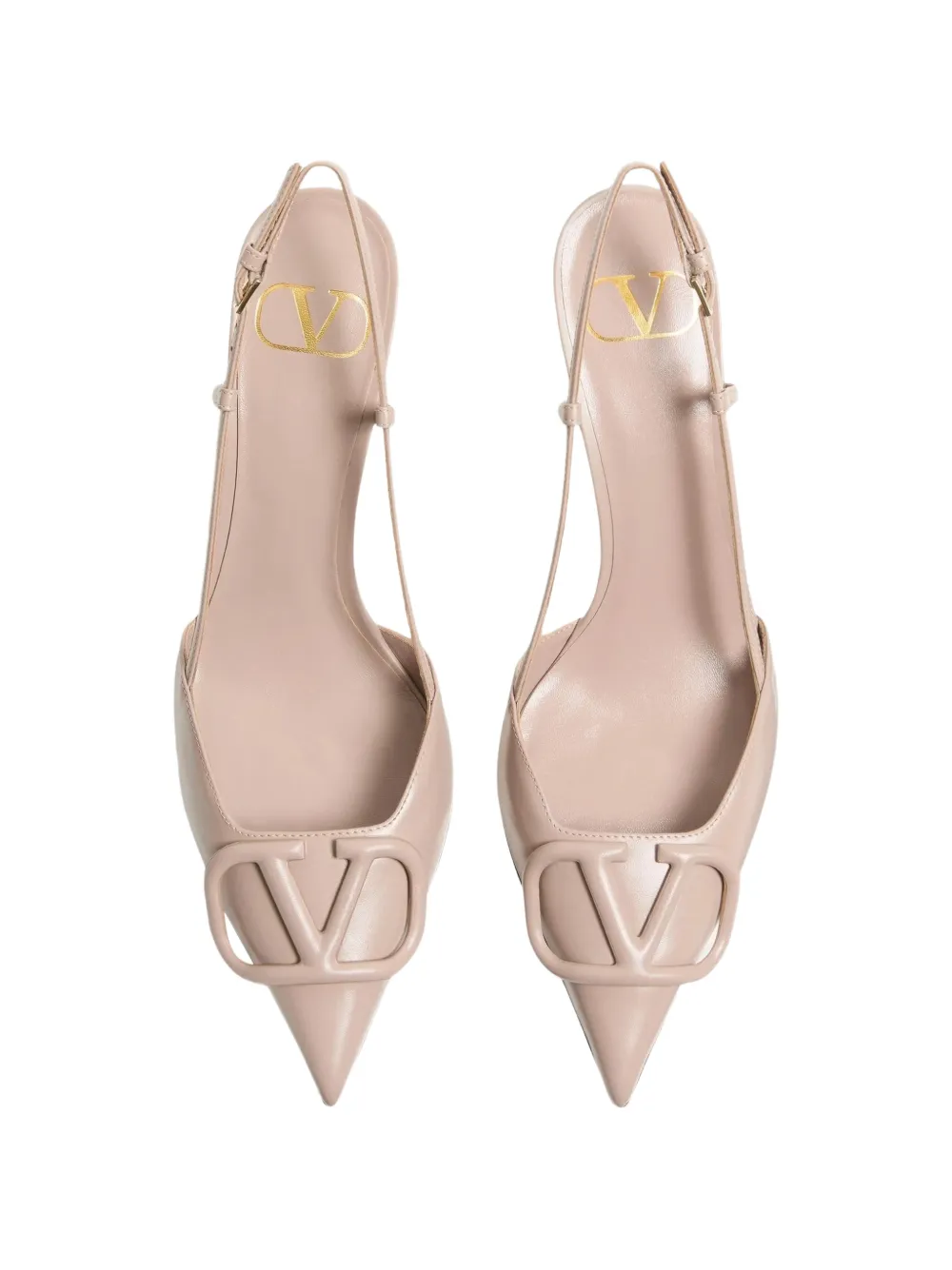 Valentino Garavani VLogo Signature calfskin slingback pumps 80 mm 3.15 in. Beige