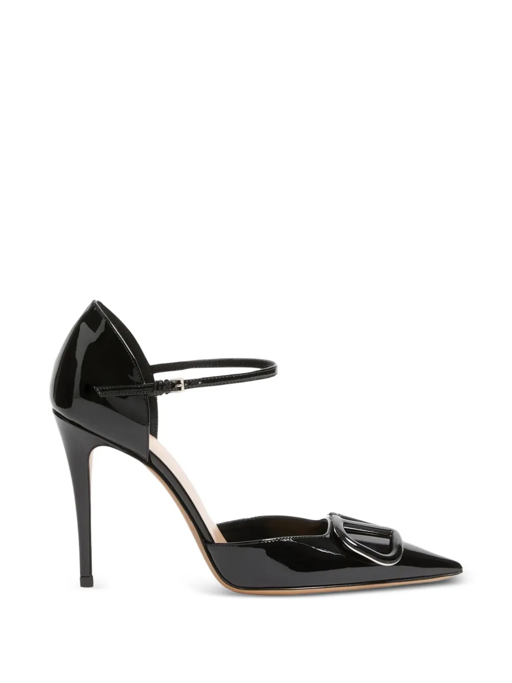 Valentino Garavani VLogo Signature D'Orsay patent leather pumps 100mm - Schwarz