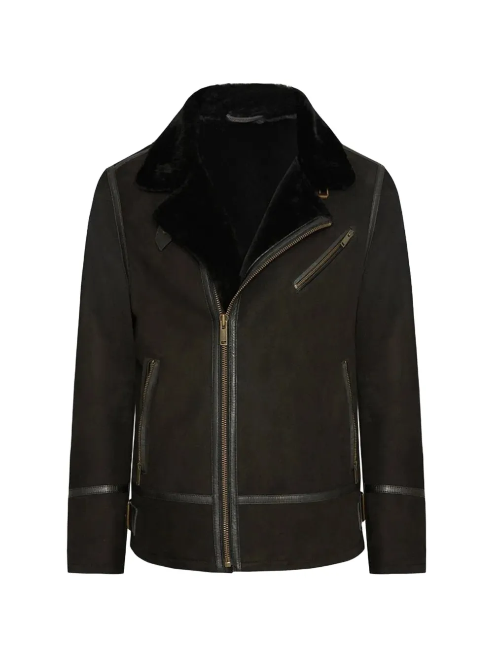 BIGARDINI Jordan shearling-collar leather coat - Nero