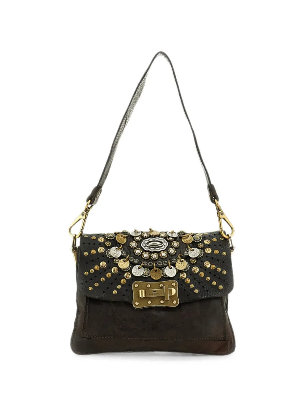 Campomaggi Agnese stud-embellished coin-detail shoulder bag - Braun