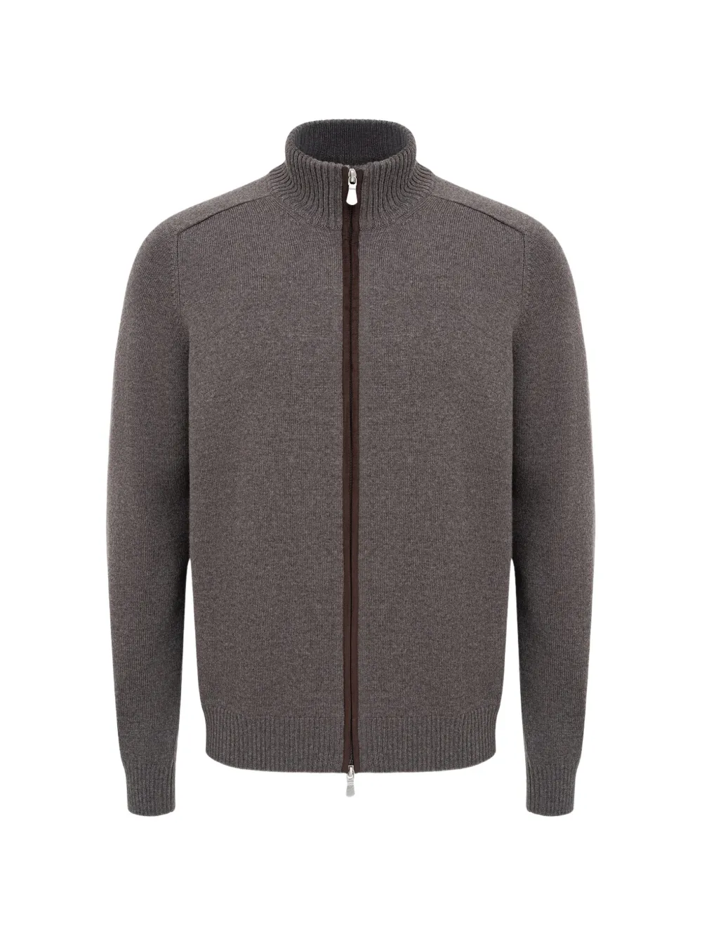 Gran Sasso elbow-patch zip-up cardigan - Marrone