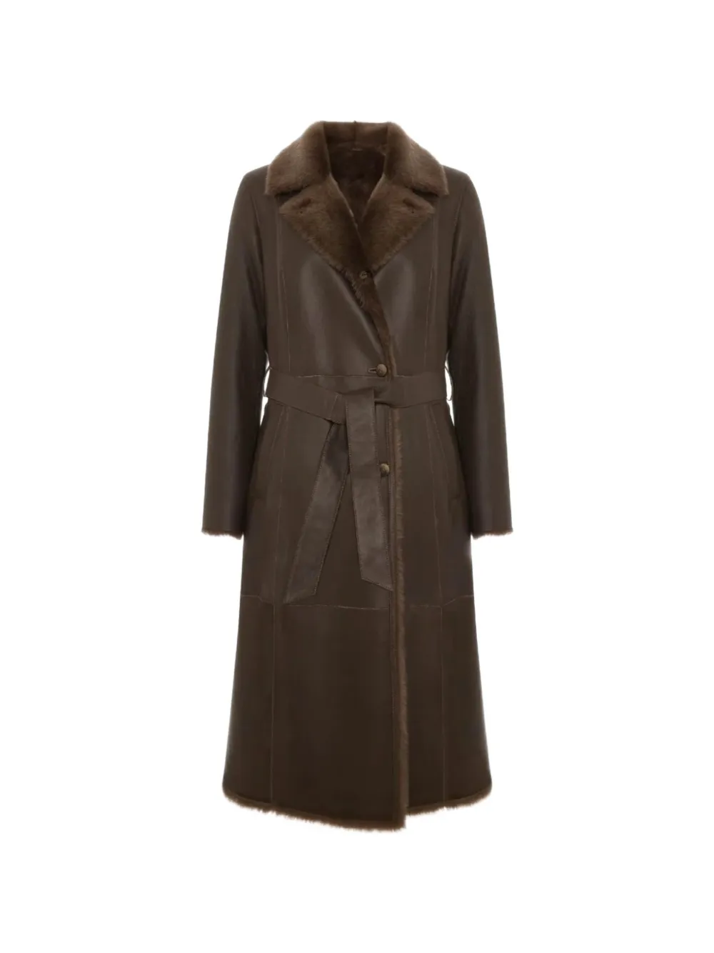 BIGARDINI Luisa belted shearling-trimmed coat