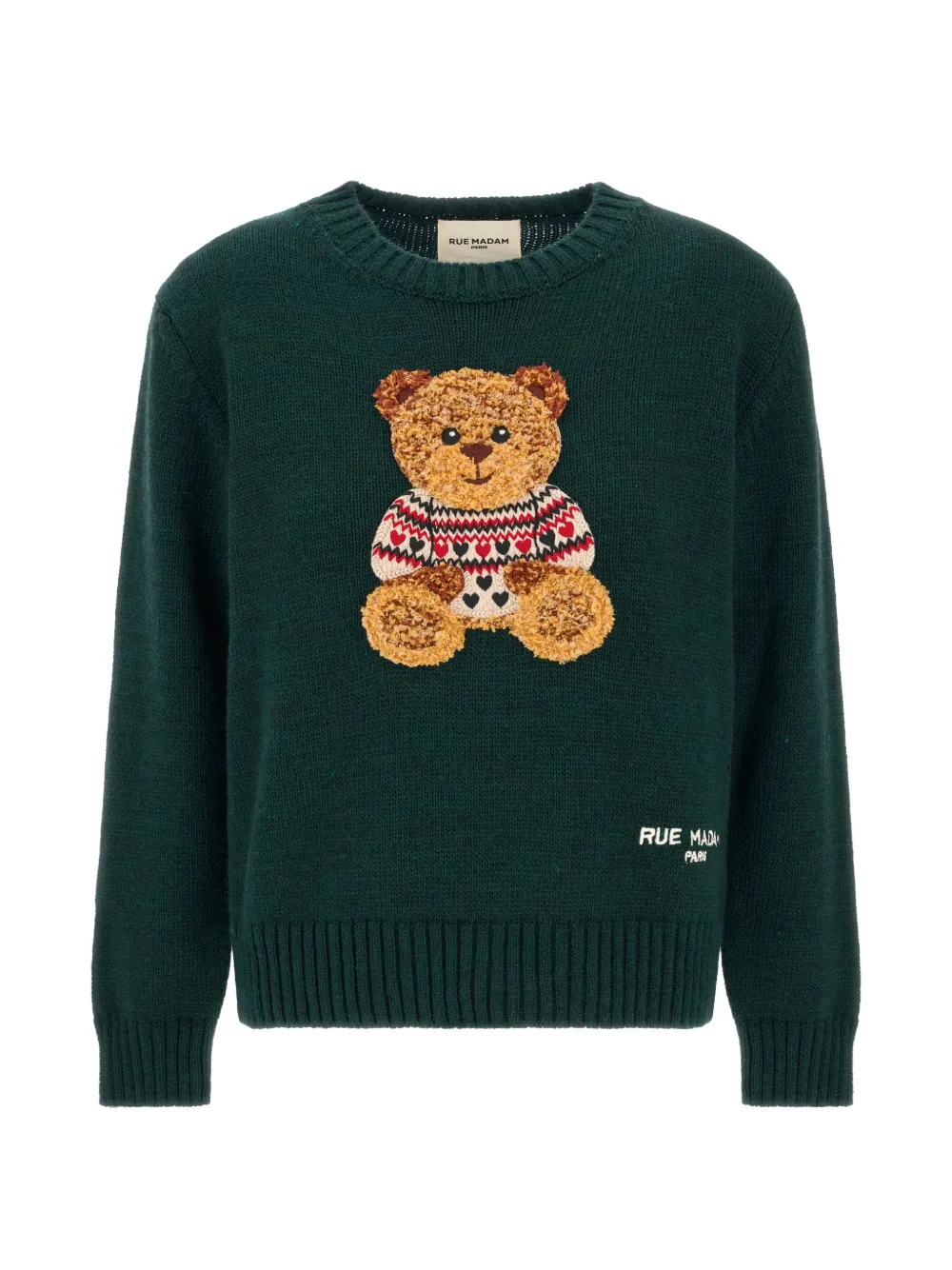 RUE MADAM PARIS Marvin Love bear-patchwork knitted sweater