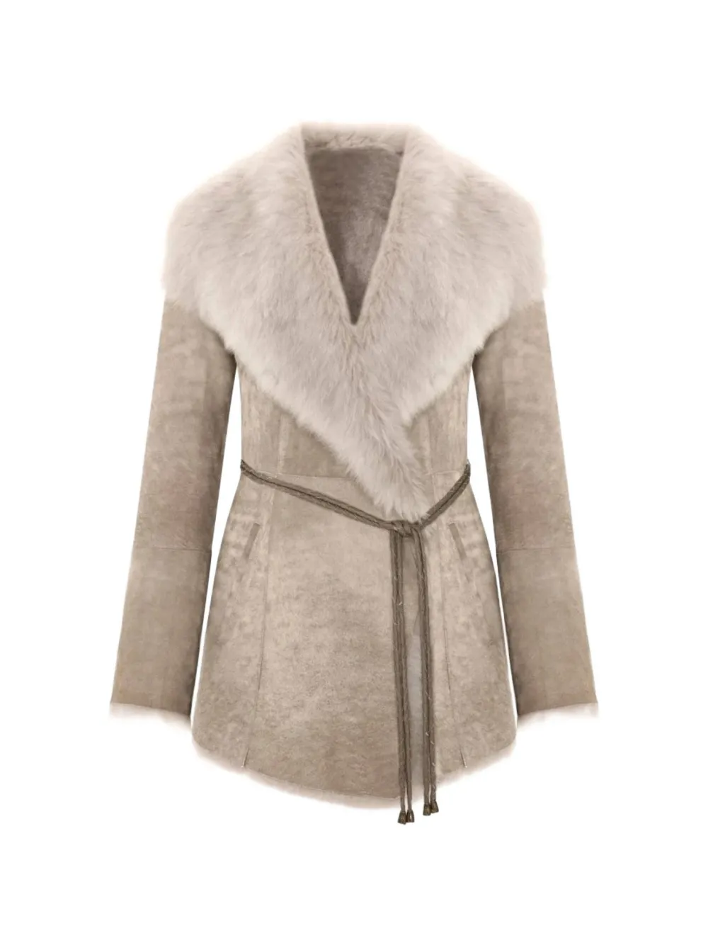 BIGARDINI Lumina shearling-trim belted jacket