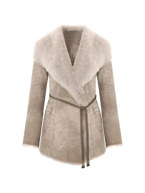 BIGARDINI Lumina shearling-trim belted jacket