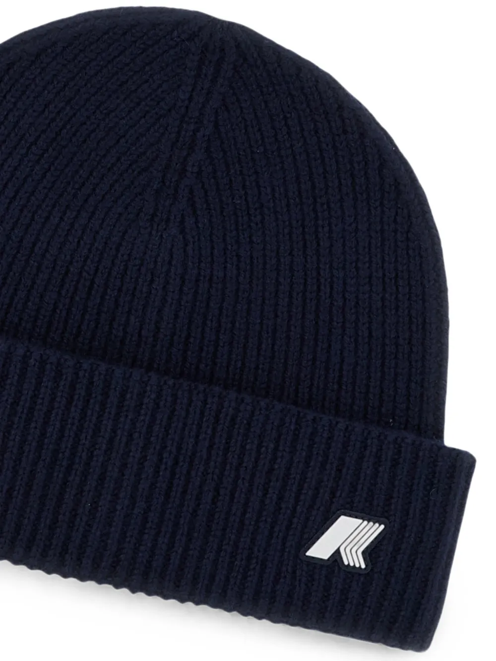 K-Way Brice ribgebreide muts met logopatch Blauw