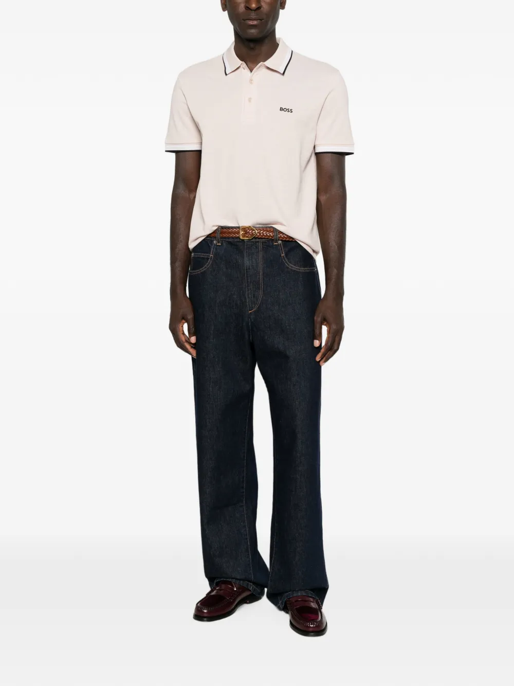 BOSS Poloshirt met geborduurd logo Beige