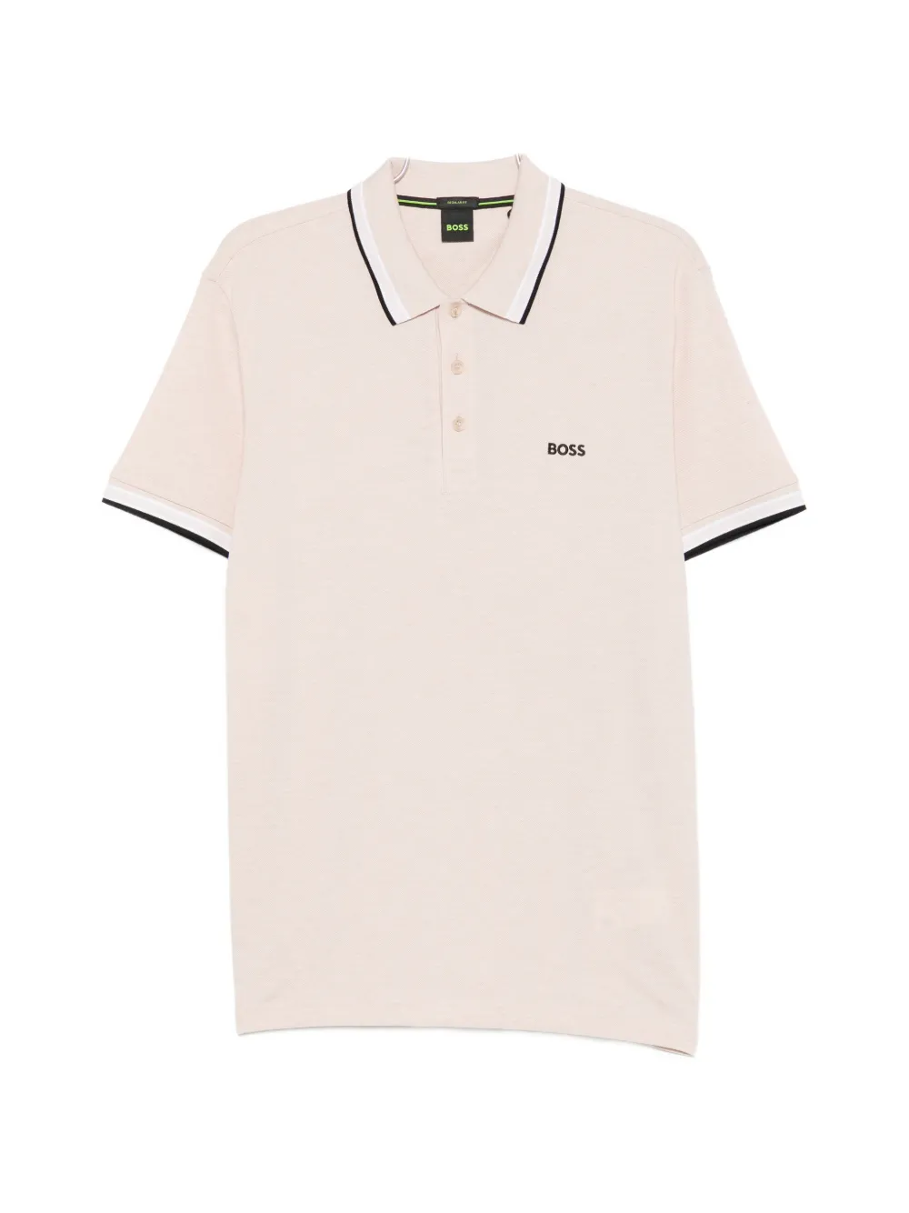 BOSS logo-embroidered tipped polo shirt - Nude