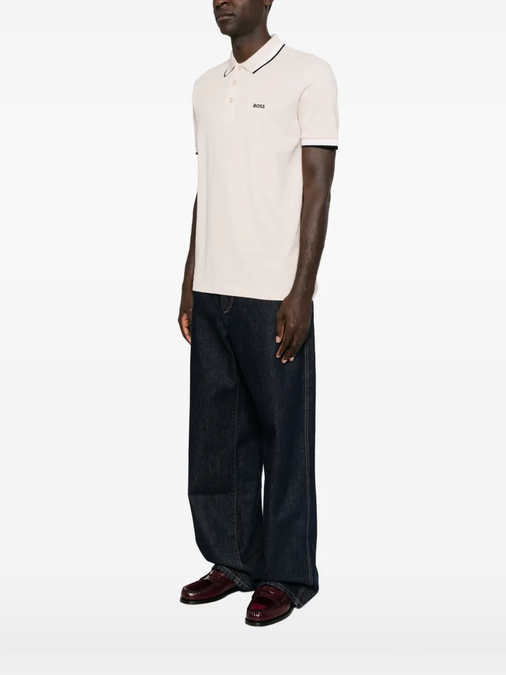 BOSS Poloshirt met geborduurd logo Beige