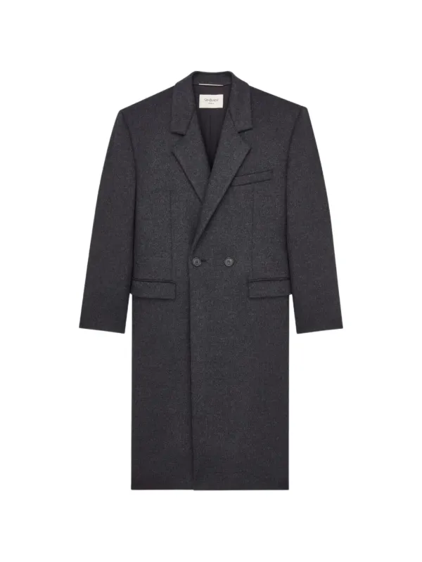 Saint Laurent Coat in Double-face Brushed Wool Felt in Grey