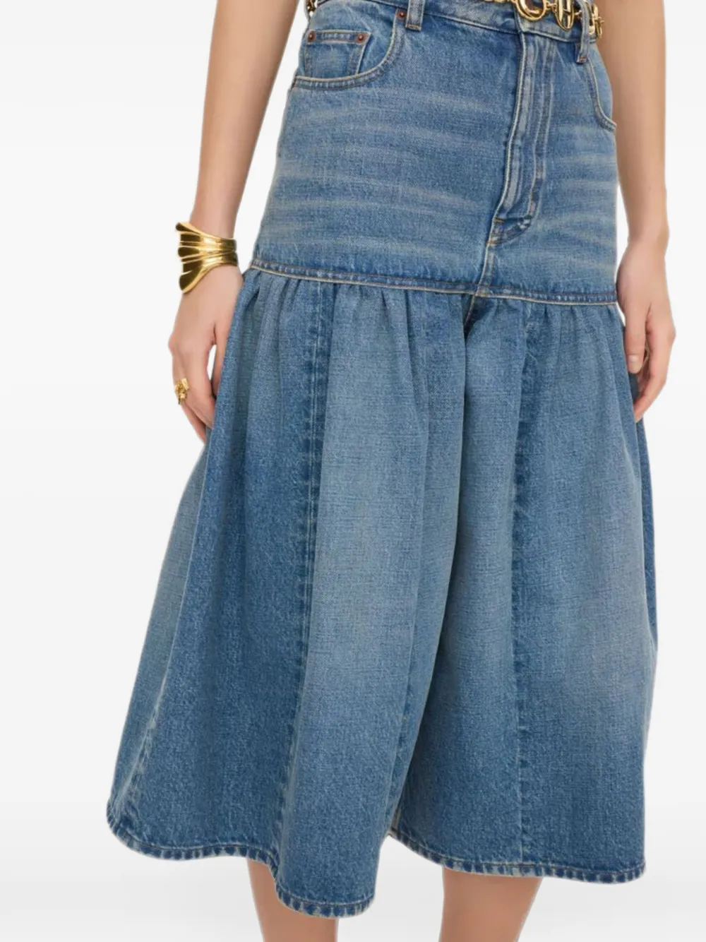 Chloé High-waist bermuda shorts van denim Blauw