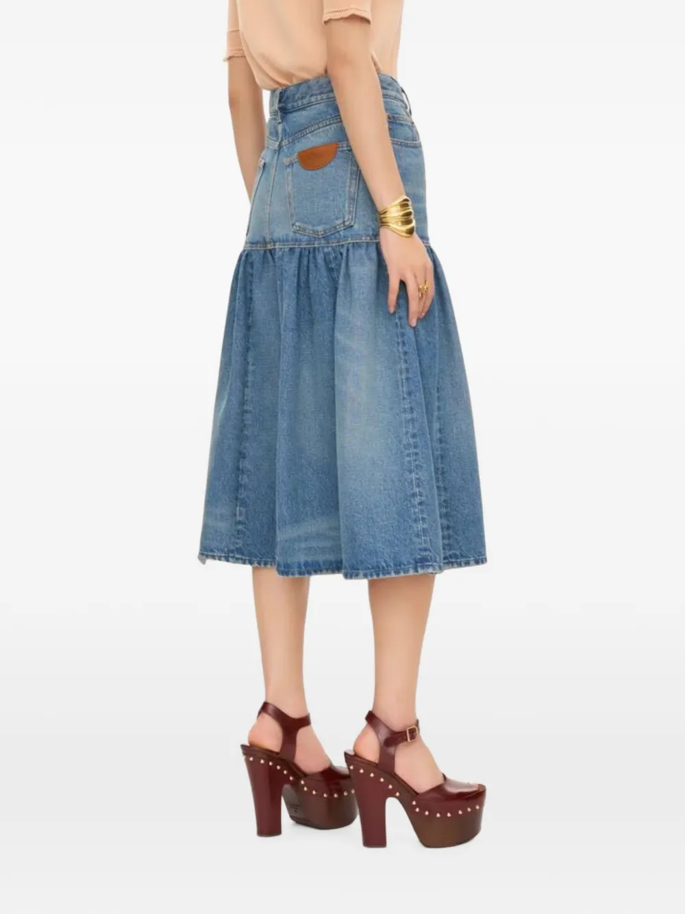 Chloé High-waist bermuda shorts van denim Blauw