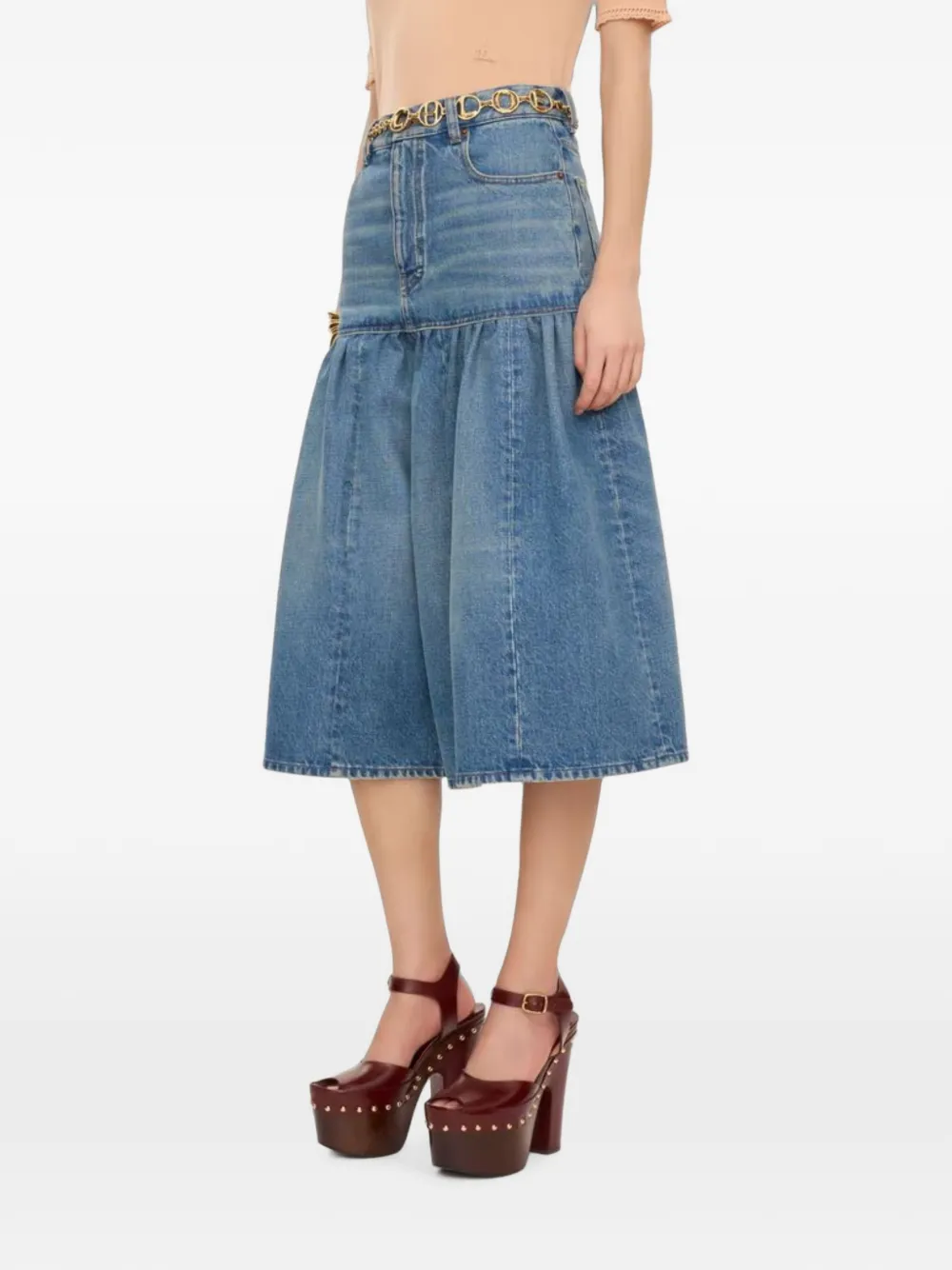 Chloé High-waist bermuda shorts van denim Blauw