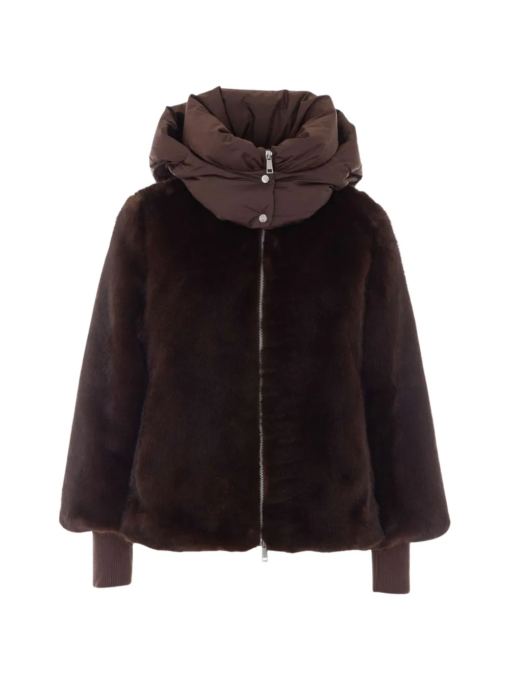Add Faux-fur Hooded Jacket In Brown