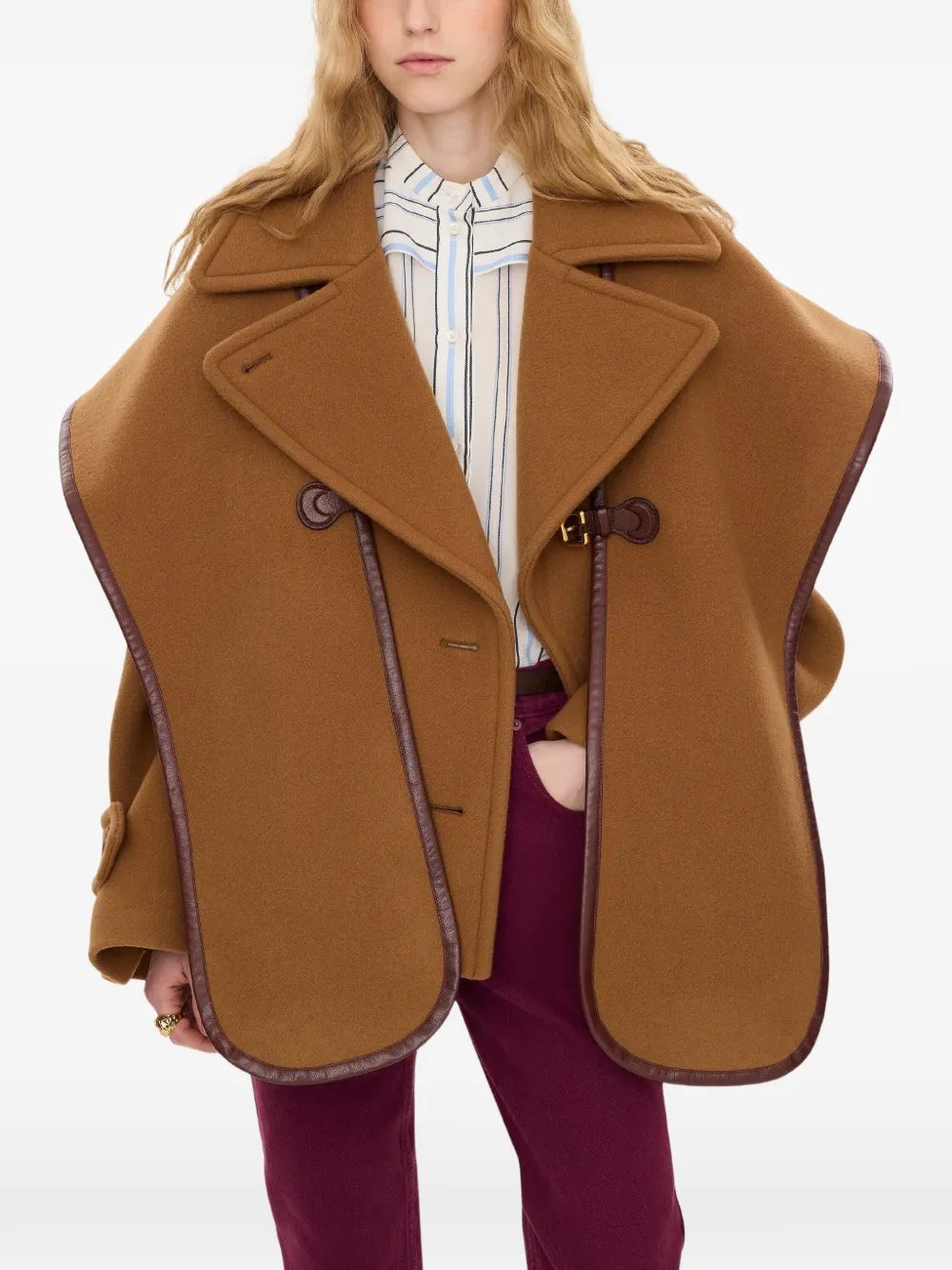 Chloé Paddington cape met leren afwerking en gespsluiting Bruin