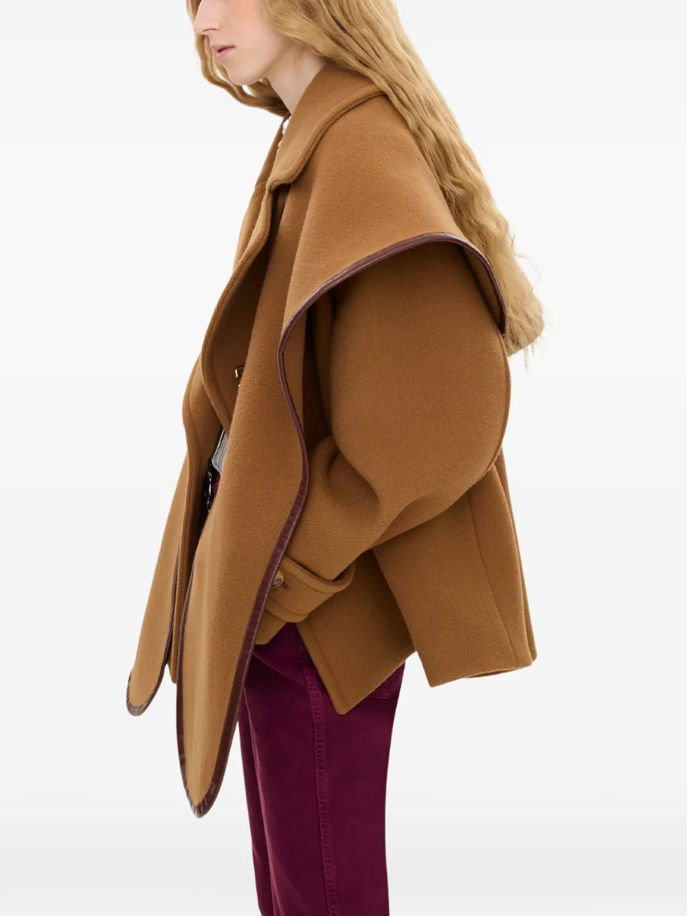 Chloé Paddington cape met leren afwerking en gespsluiting Bruin