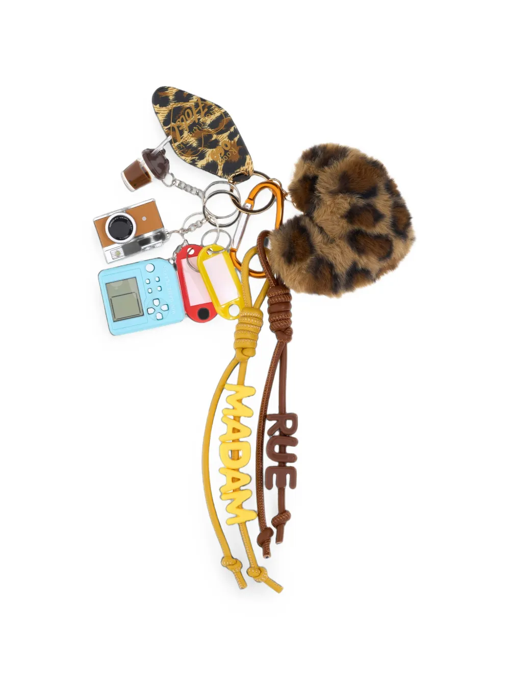 RUE MADAM PARIS leopard-print heart-charm keyring