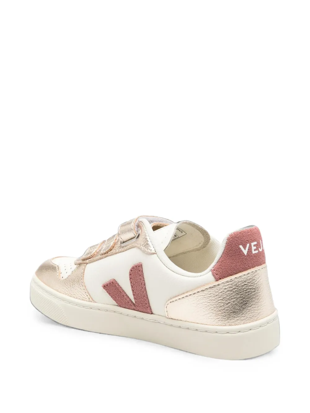 VEJA Kids V-10 touch-strap leather sneakers Wit