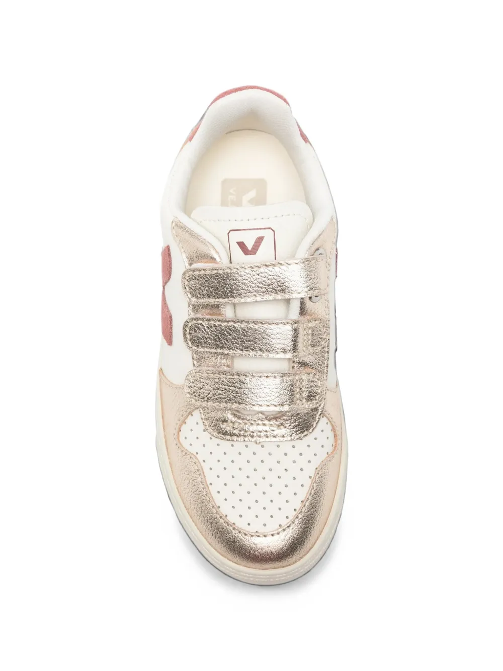 VEJA Kids V-10 touch-strap leather sneakers Wit