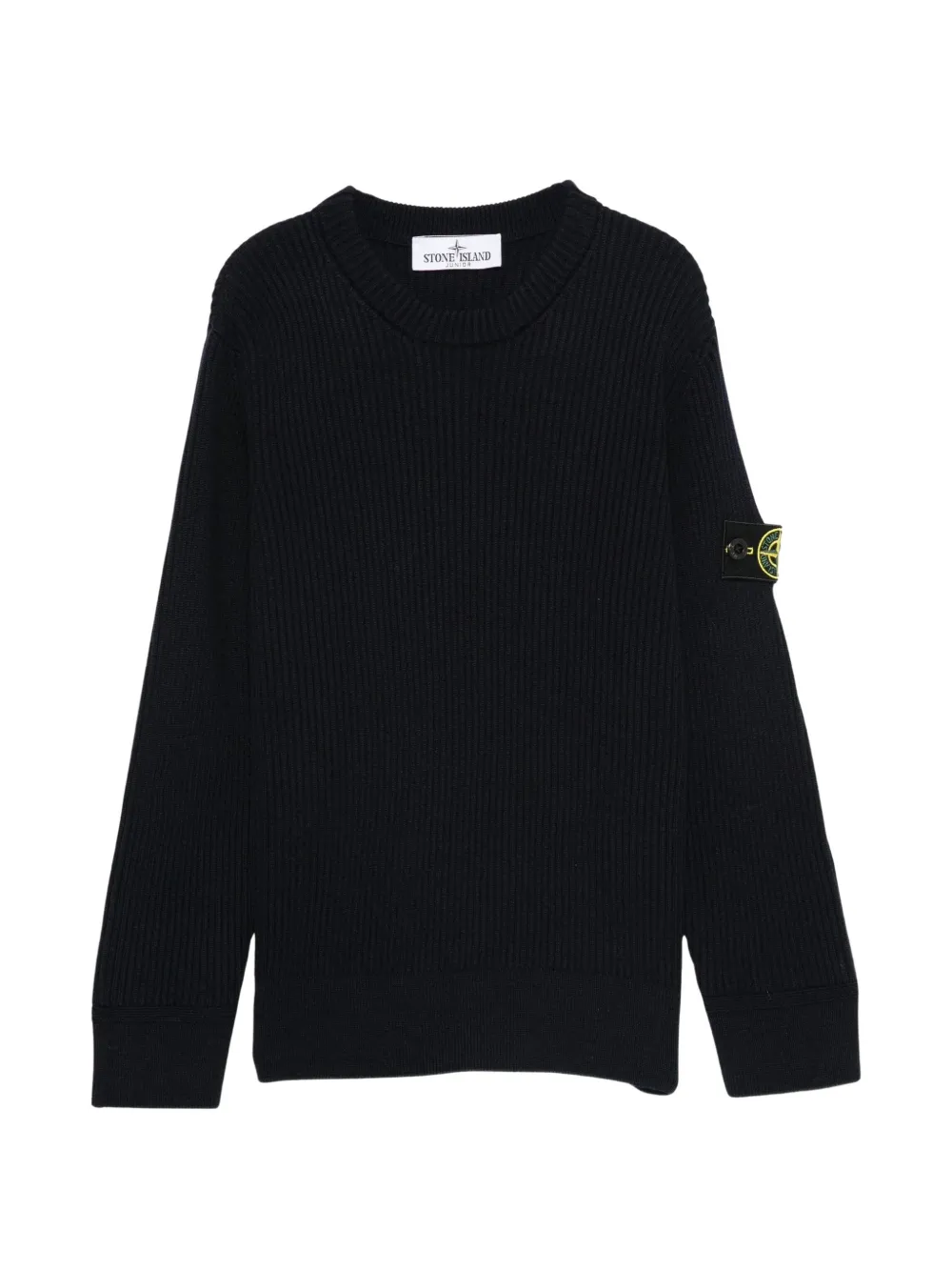 Stone Island Junior logo-patch ribbed sweater - Blu