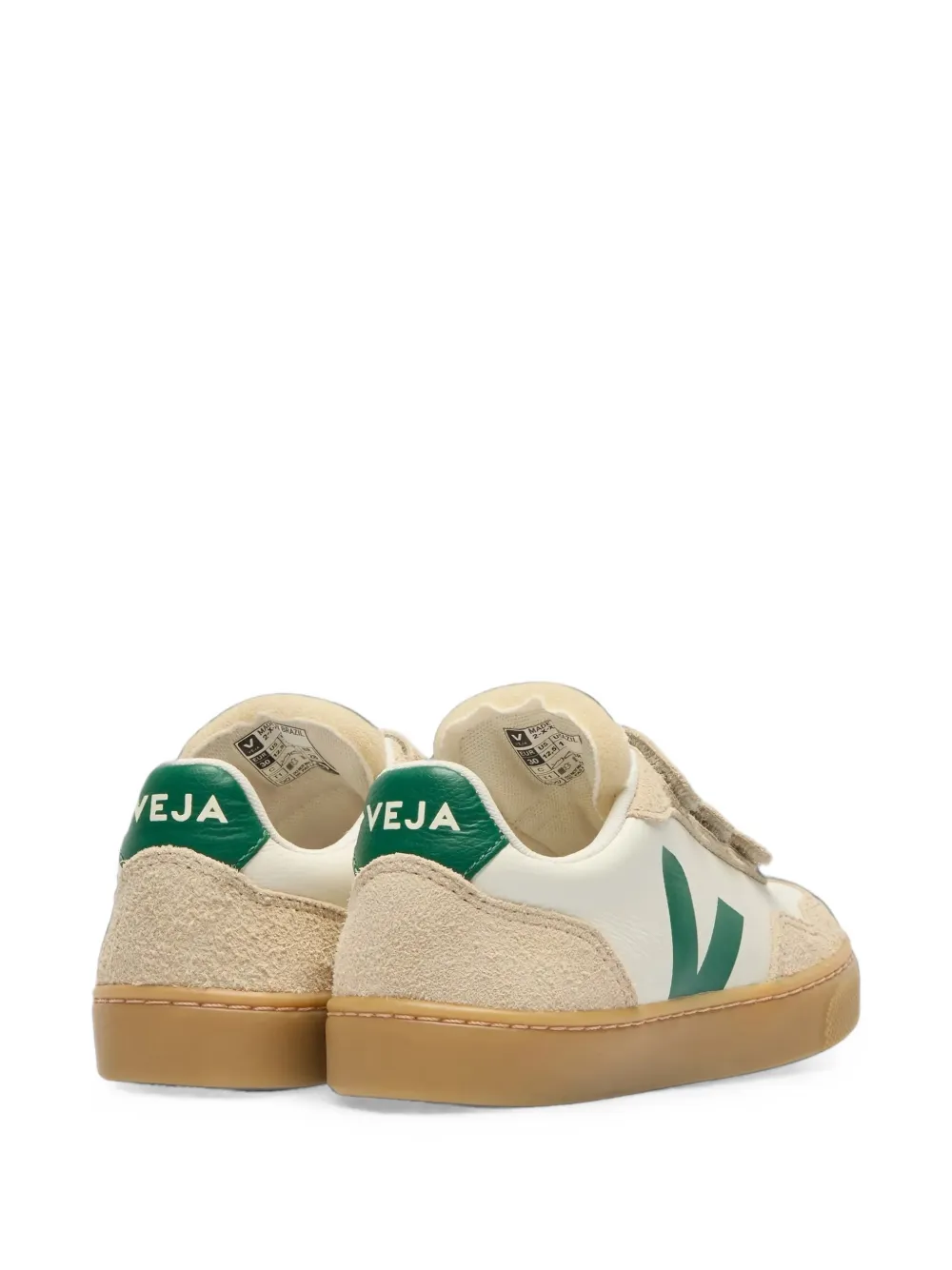 VEJA Kids V-90 touch-strap leather sneakers Wit