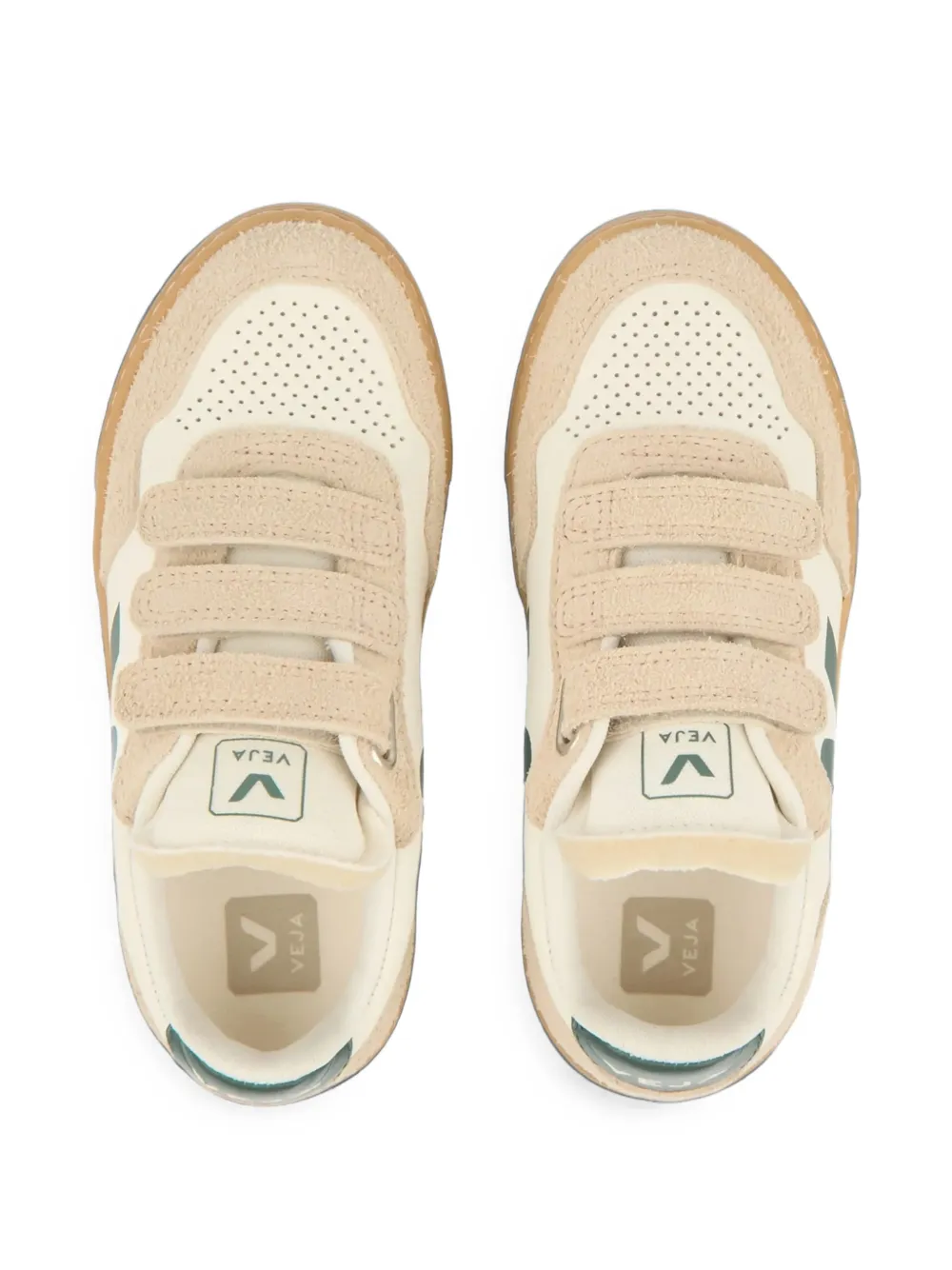 VEJA Kids V-90 touch-strap leather sneakers Wit