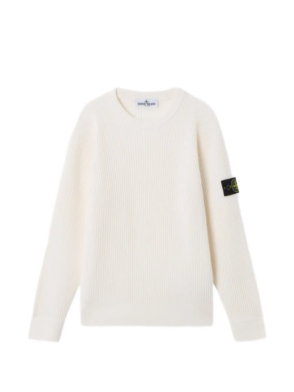 Stone Island Junior ribbed Compass-patch sweater - Bianco