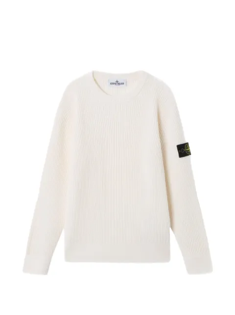 Stone Island Junior suéter tejido de canalé con parche Compass