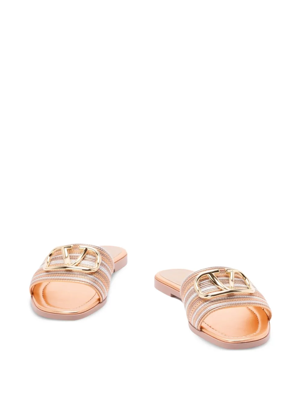 Valentino Garavani VLogo Signature striped sandals Goud