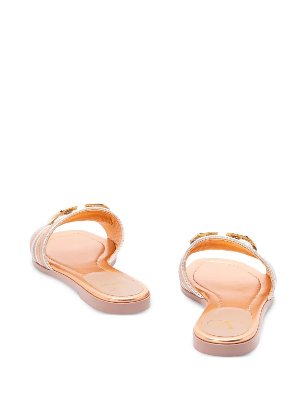 Valentino Garavani VLogo Signature striped sandals Goud