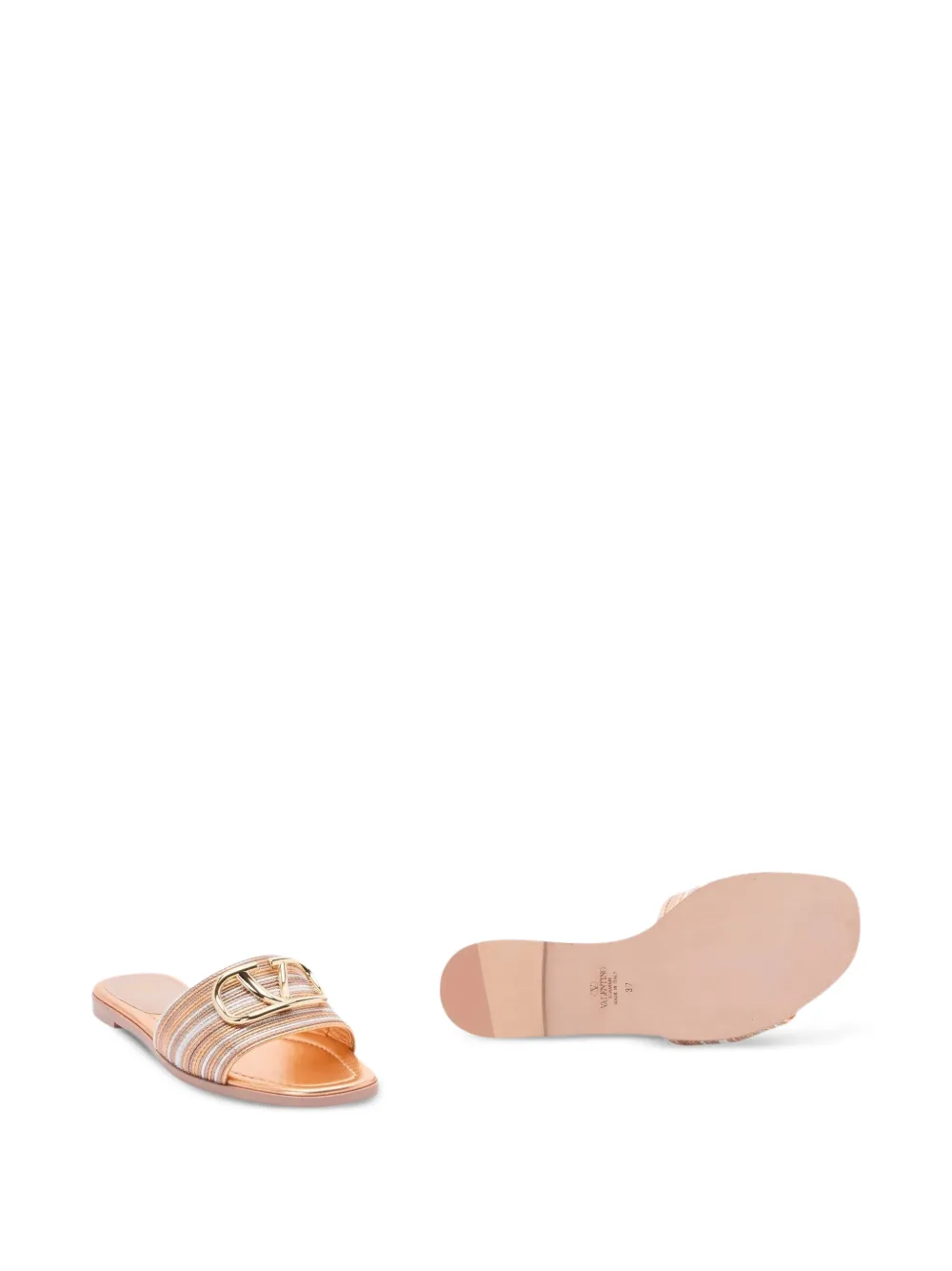 Valentino Garavani VLogo Signature striped sandals Goud