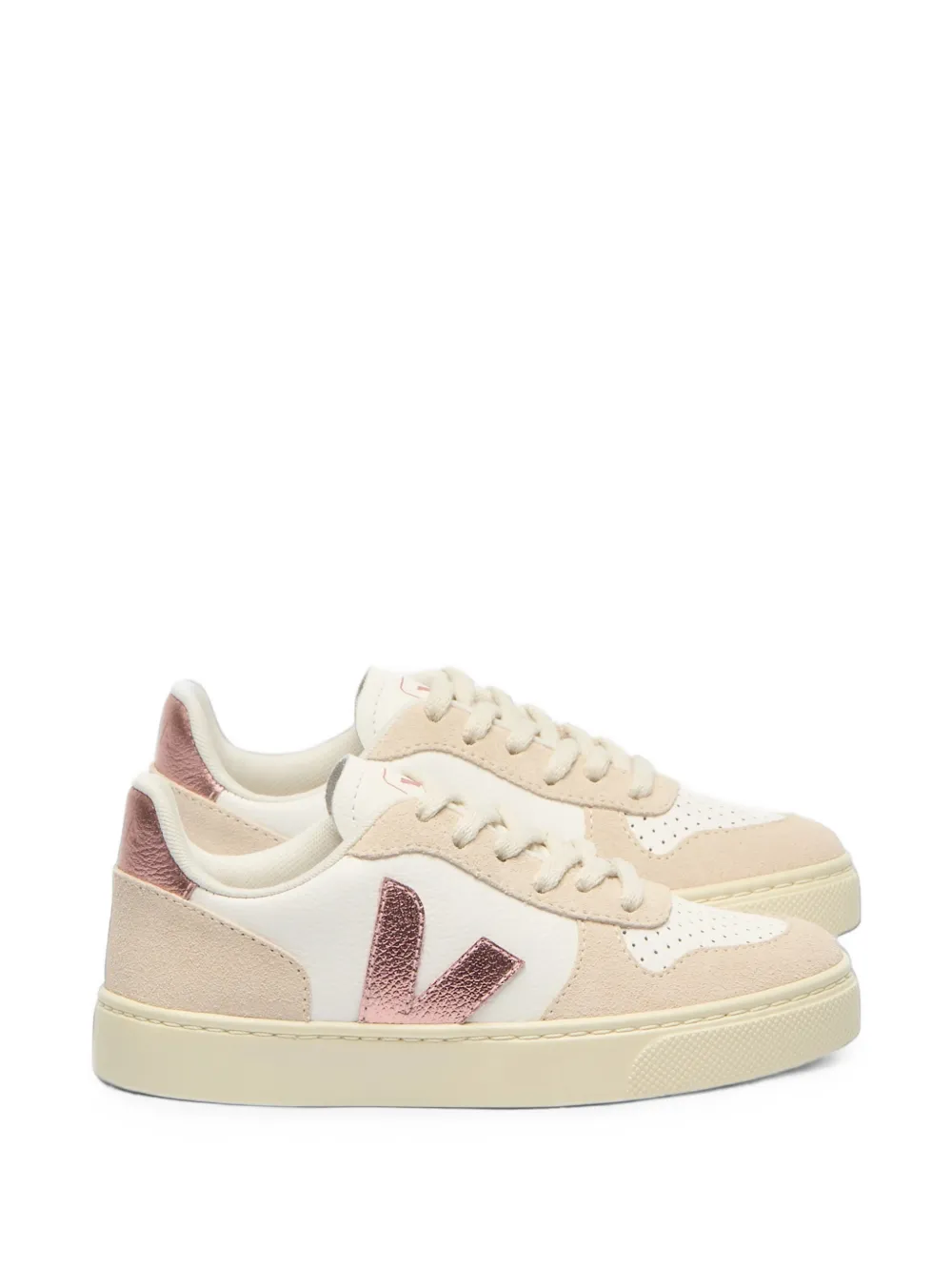 VEJA Kids V-10 leather sneakers Wit