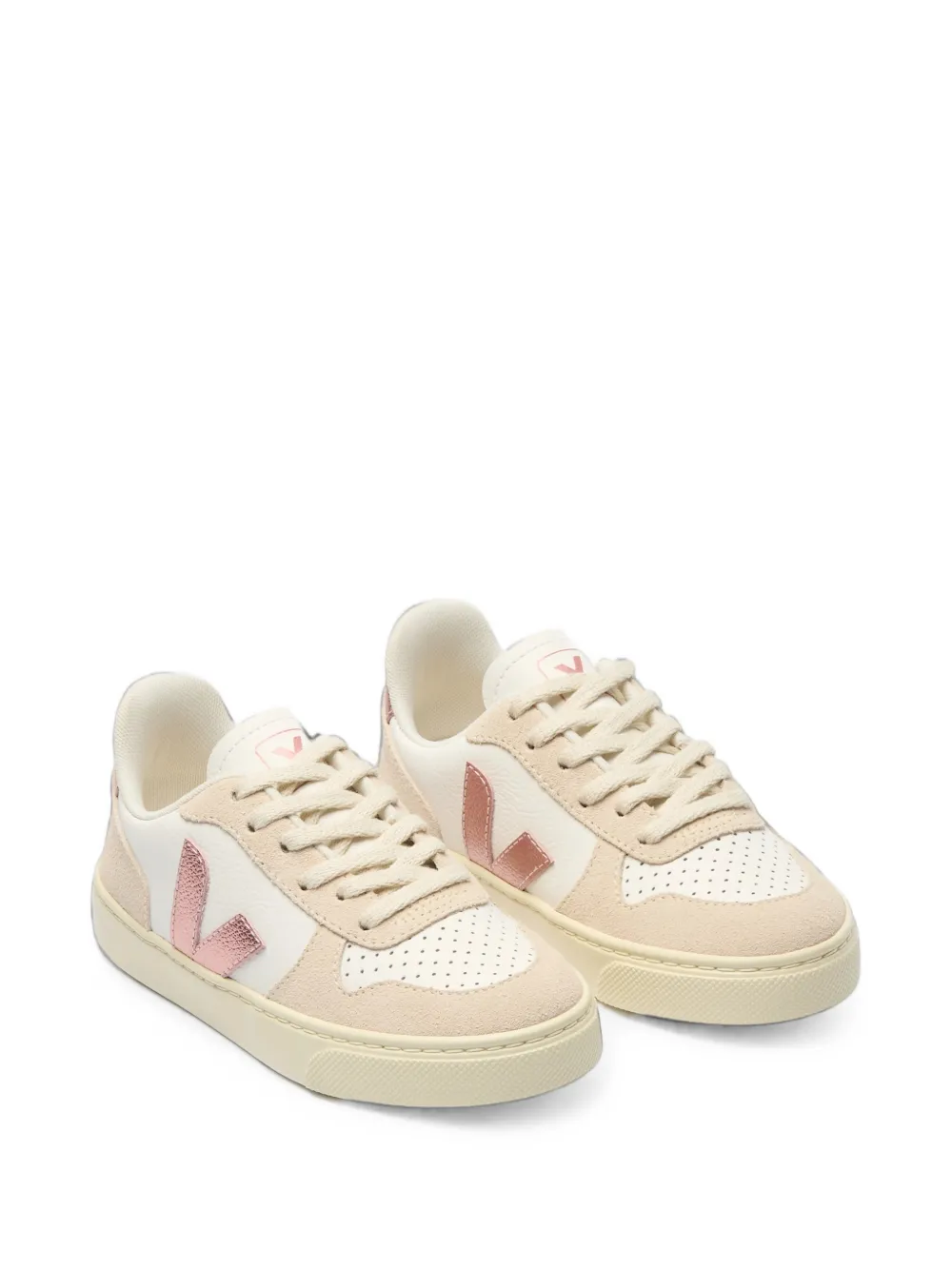 VEJA Kids V-10 leather sneakers Wit