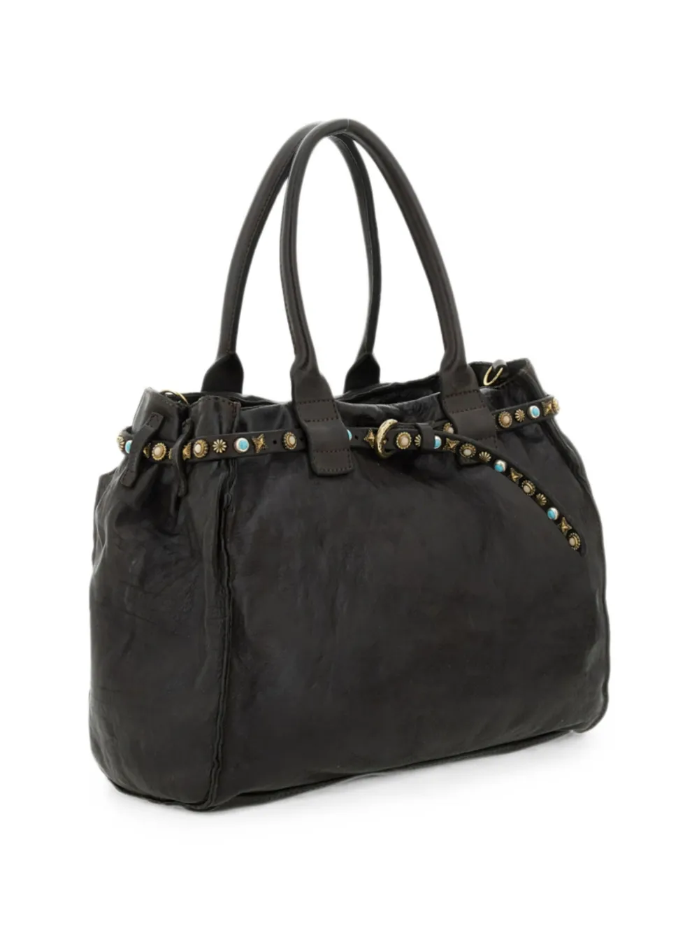 Campomaggi Rossella leren shopper met studs Bruin