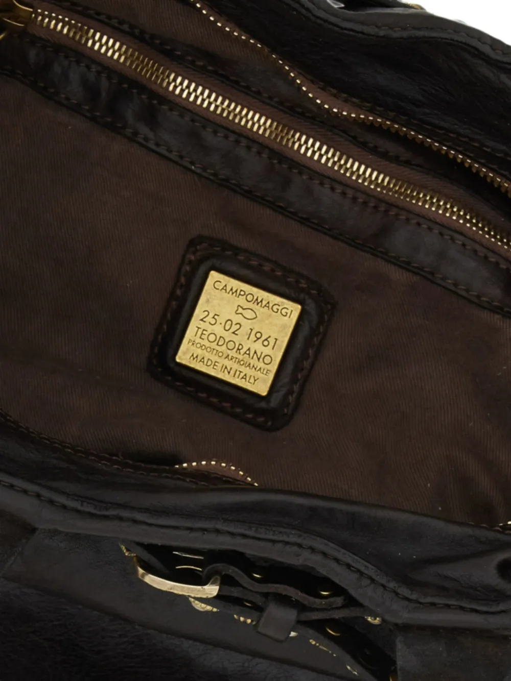 Campomaggi Rossella leren shopper met studs Bruin
