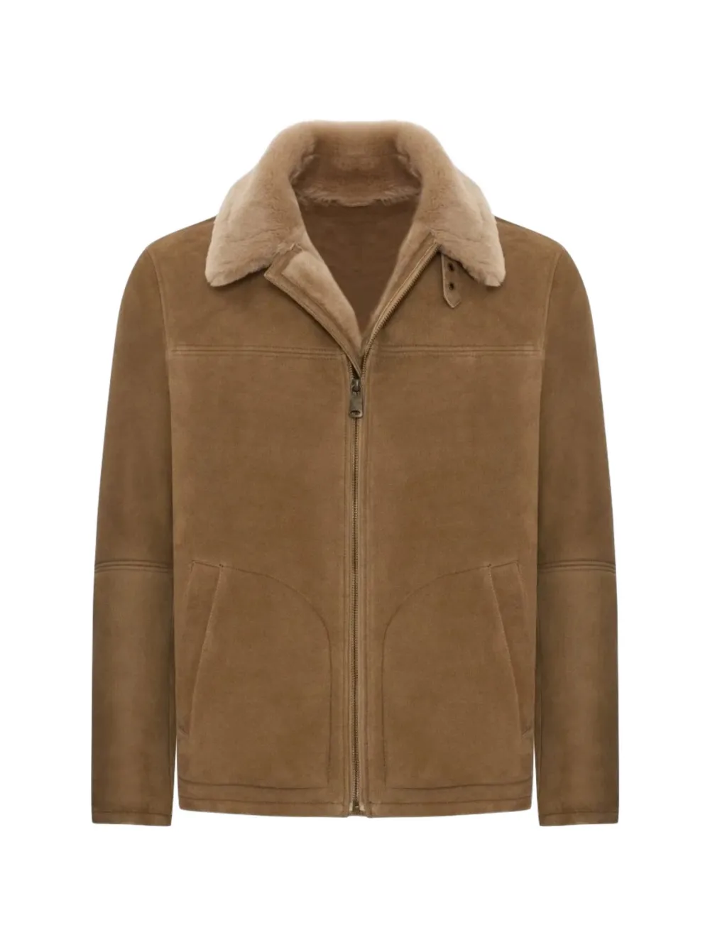 BIGARDINI Diego shearling-collar suede coat - Marrone