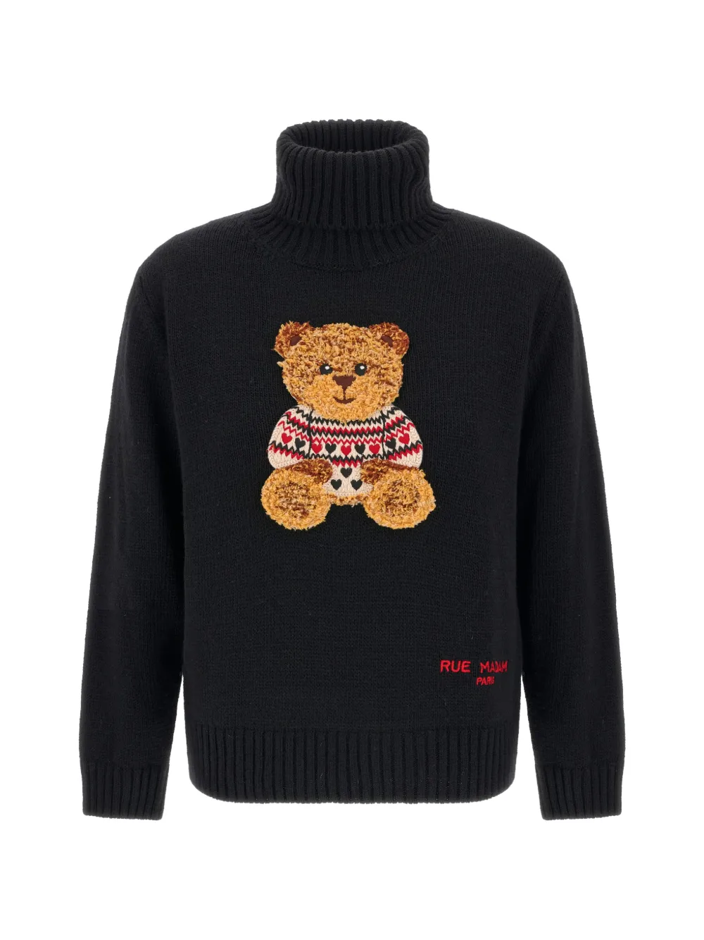 RUE MADAM PARIS bear-patch roll-neck sweater
