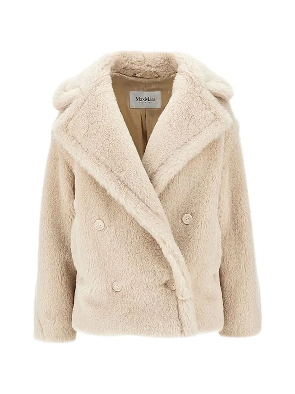 Max Mara Teddy faux-fur double-breasted jacket - Toni neutri
