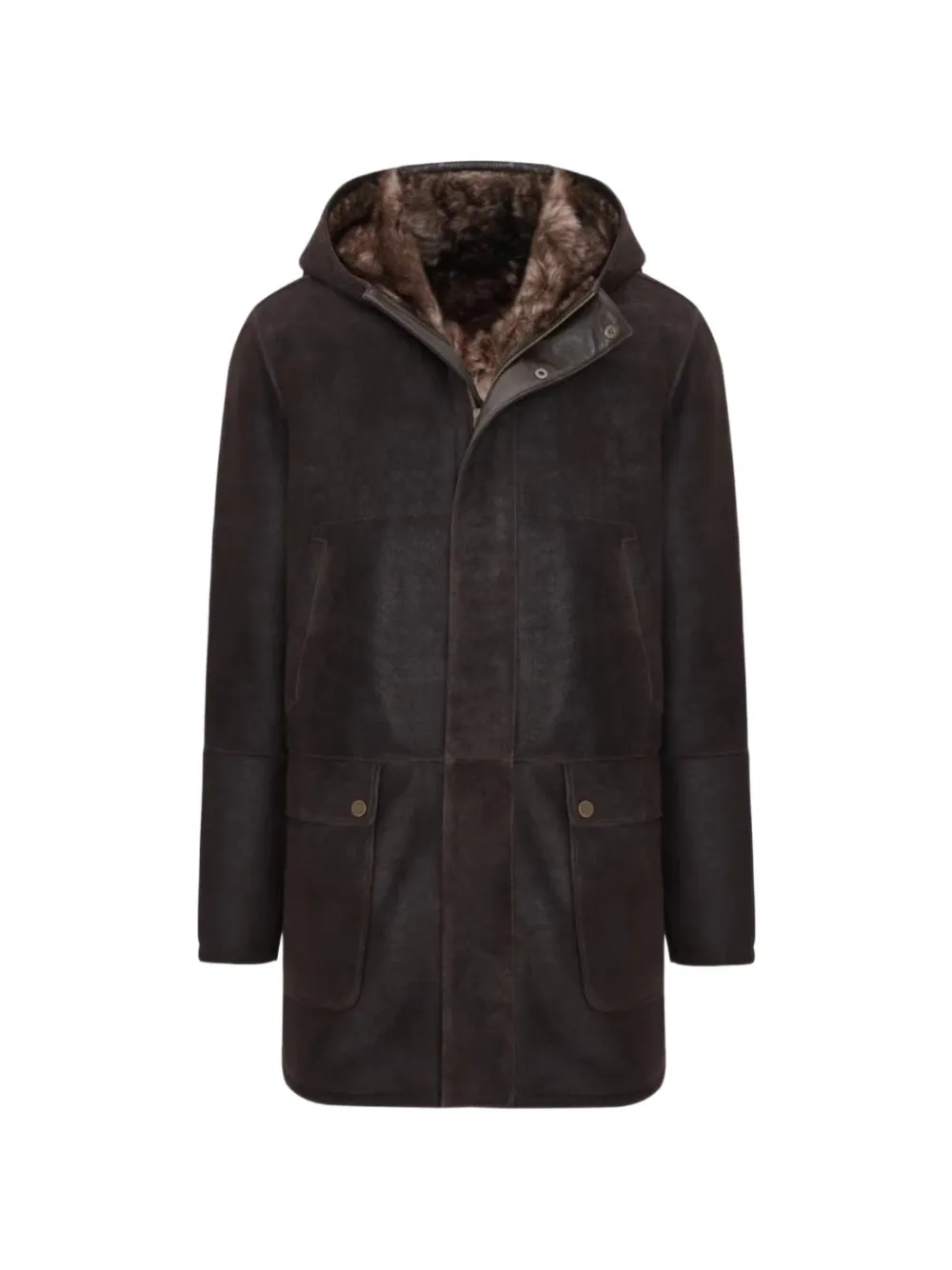 BIGARDINI Jack shearling-lined hooded coat - Marrone