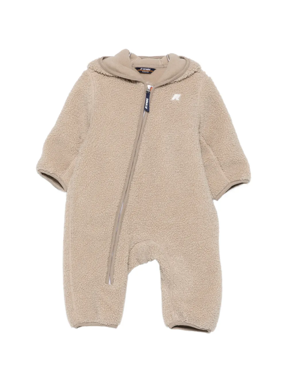 K Way Kids hooded fleece-texture onesie - Toni neutri