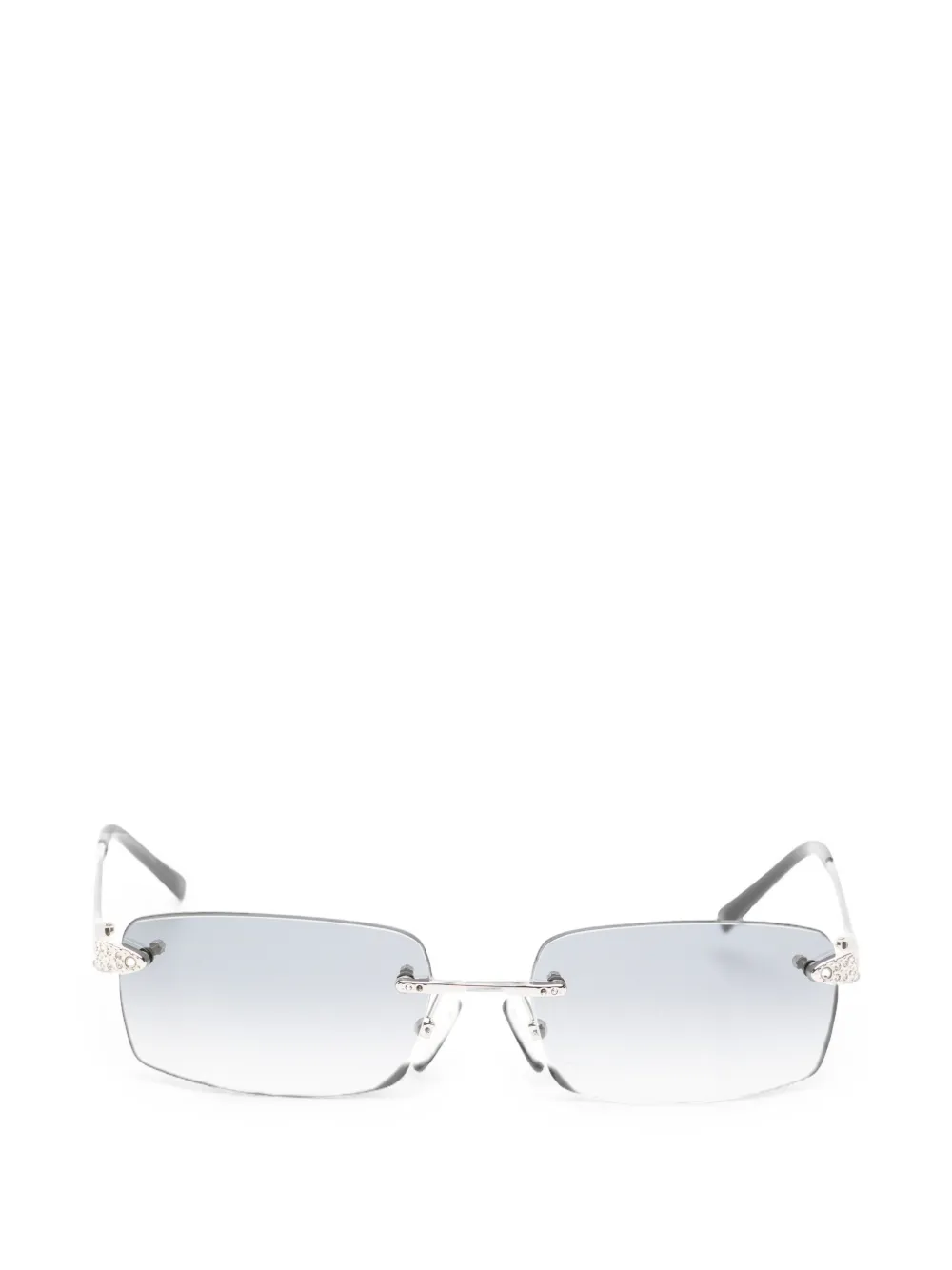 Bvlgari Pre-Owned Rahmenlose Sonnenbrille mit Strass - Silber