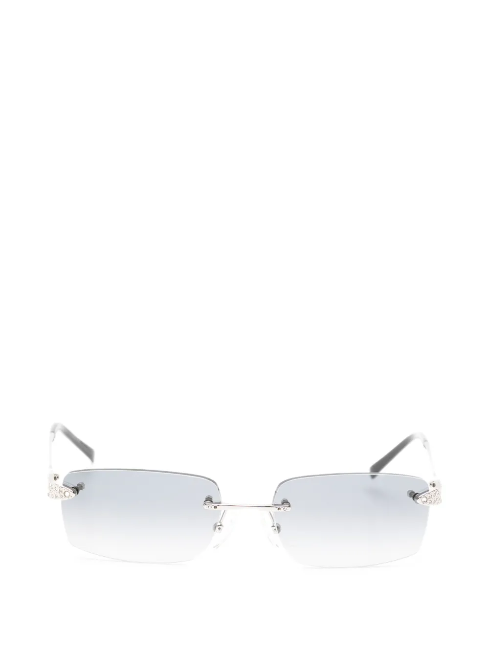 Bvlgari Pre-Owned rhinestone-embellished rimless sunglasses in Silver