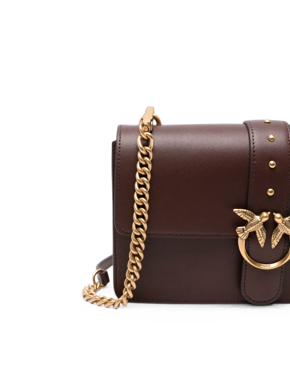 PINKO Kleine Love One Classic schoudertas met studs Bruin