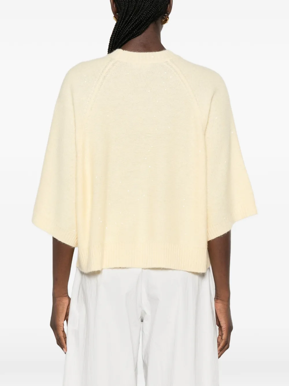 Fabiana Filippi Sweater verfraaid met pailletten en raglan mouwen Geel