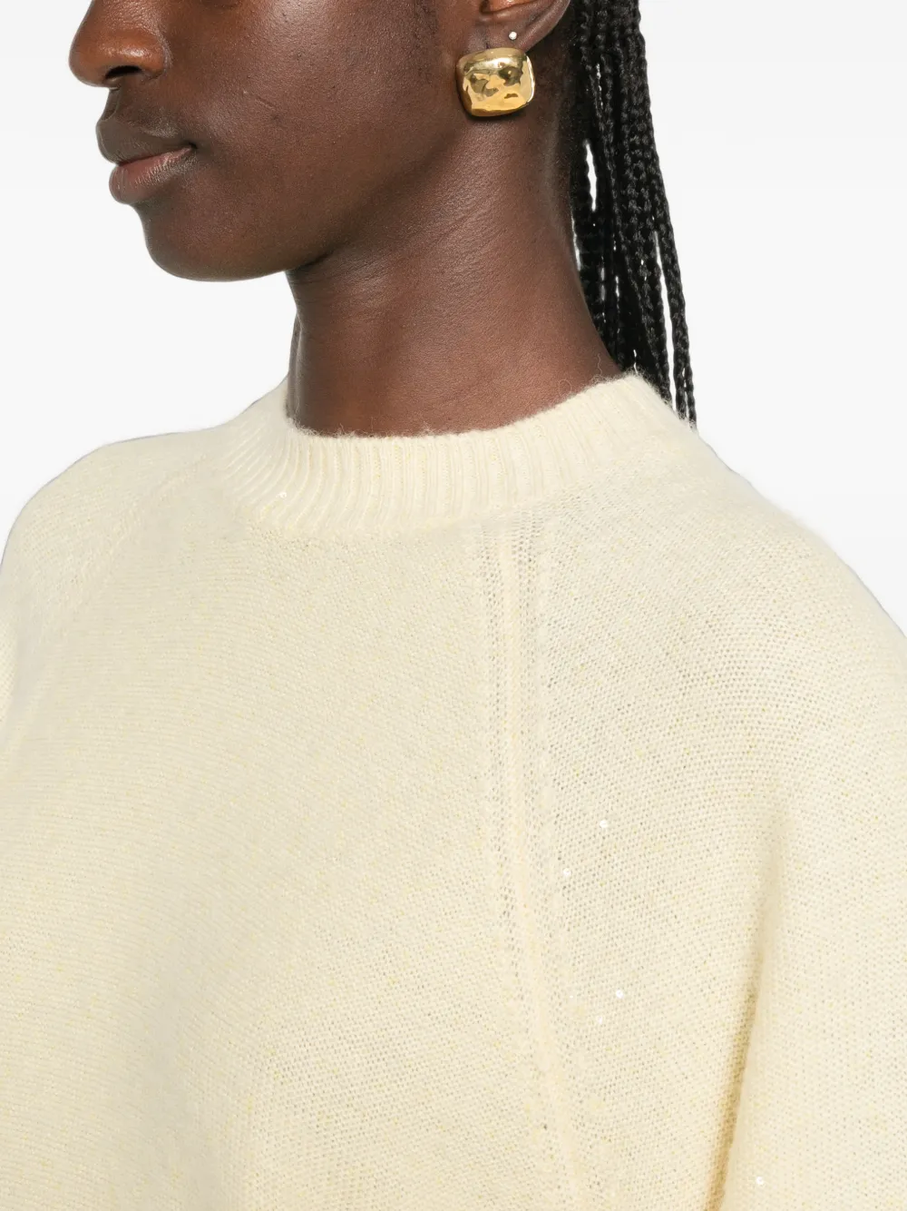 Fabiana Filippi Sweater verfraaid met pailletten en raglan mouwen Geel