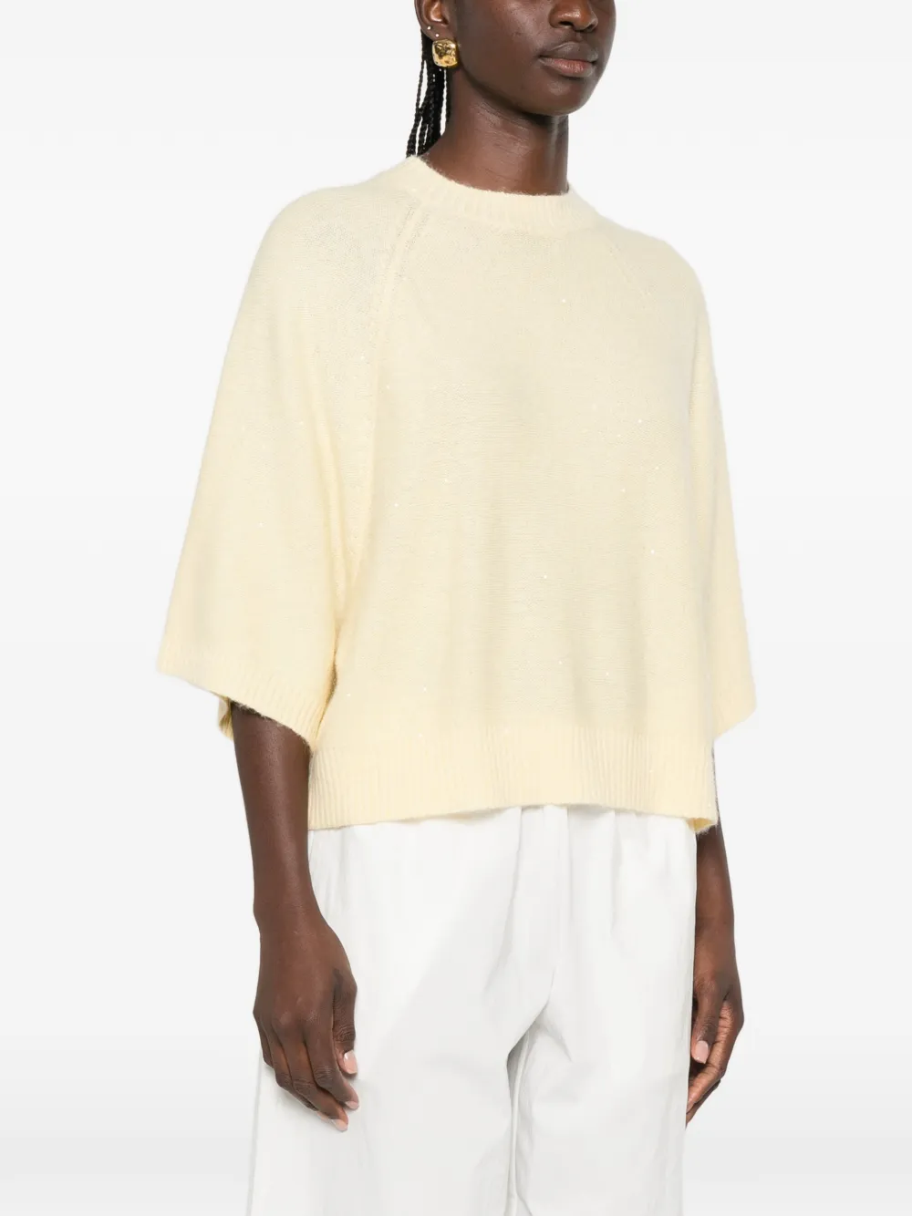 Fabiana Filippi Sweater verfraaid met pailletten en raglan mouwen Geel