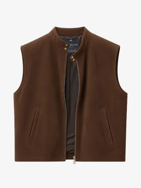 Tombolini suede band-collar vest